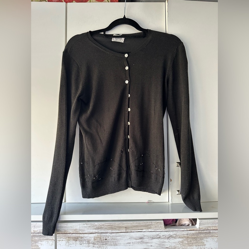 🖤 Vintage Harrods Knightsbridge Beaded Cardigan Sweater | Medium